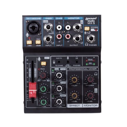 Mesa de Som 5 Canais STUDIO MIX 5 Lexsen - Mixer compacto com Bluetooth